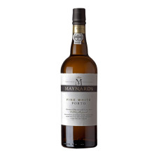 Bottle of Maynard's White Port Wine with straw white color